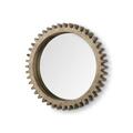 Gfancy Fixtures 35 in. Round Wood Frame Wall Mirror, Natural Brown GF3665330